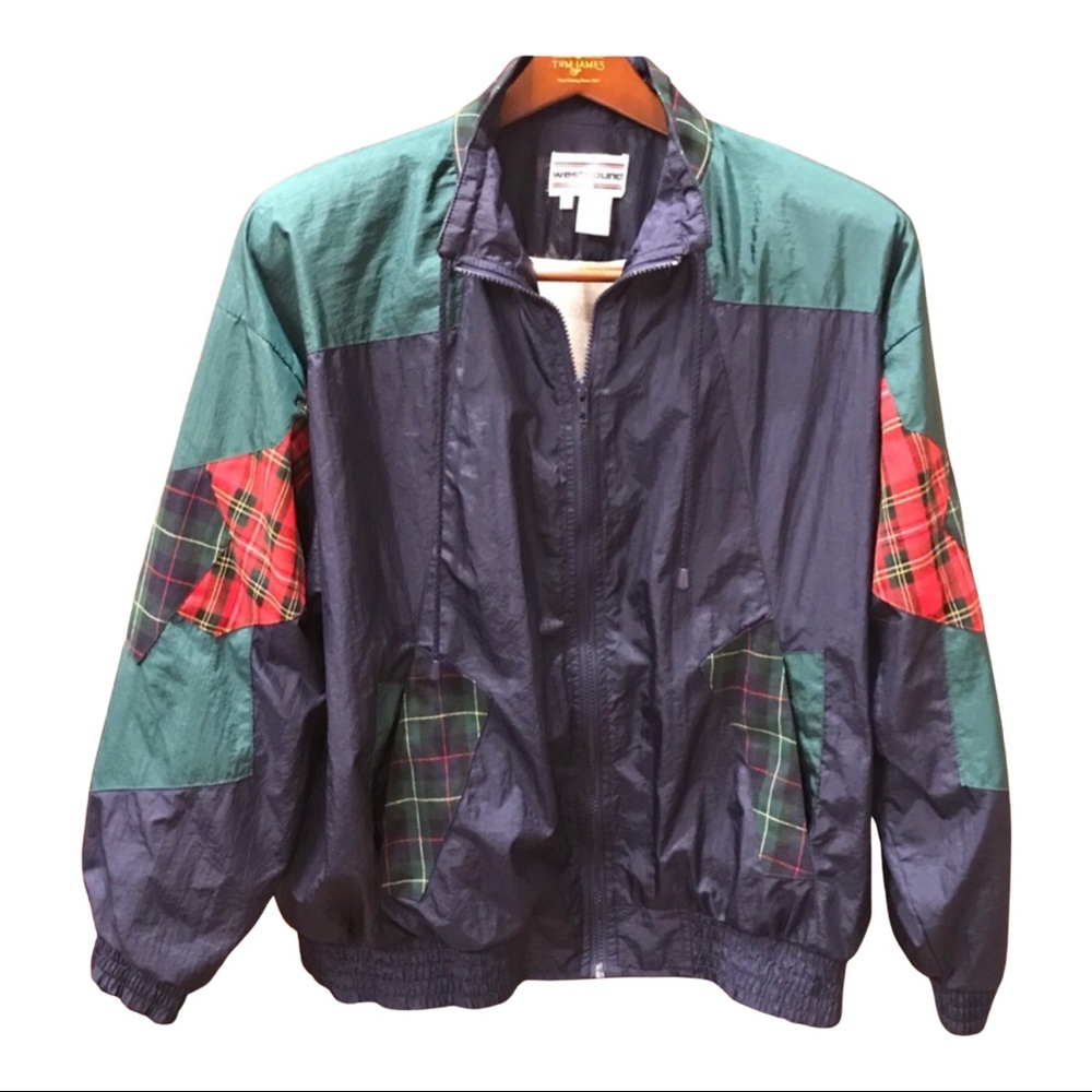 Plaid Patchwork Windbreaker Track Suit. Vintage W… - image 1